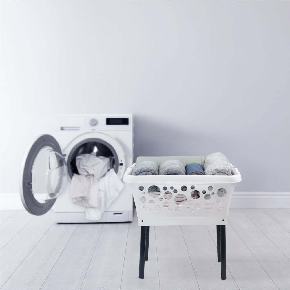 White Magic Plastic 50L Laundry Basket Clothes Standing Organiser Bin w/ Legs — image 8