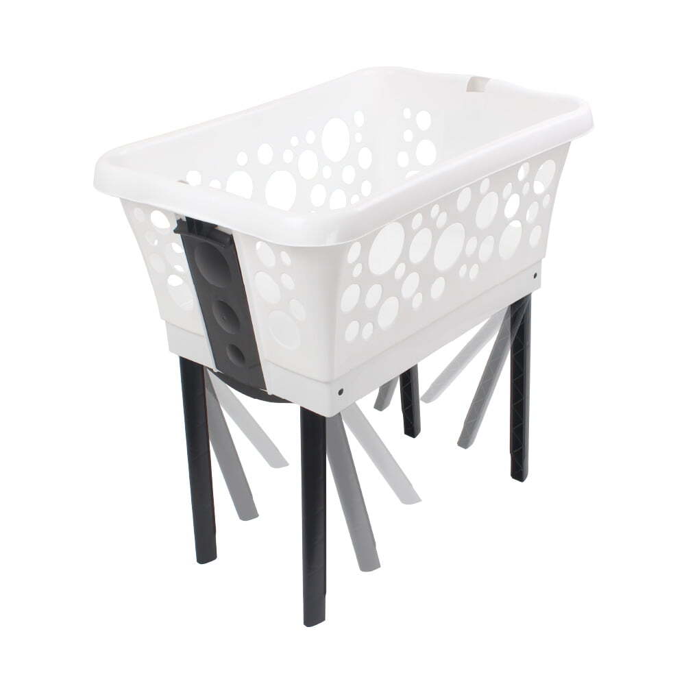 White Magic Plastic 50L Laundry Basket Clothes Standing Organiser Bin w/ Legs — image 5