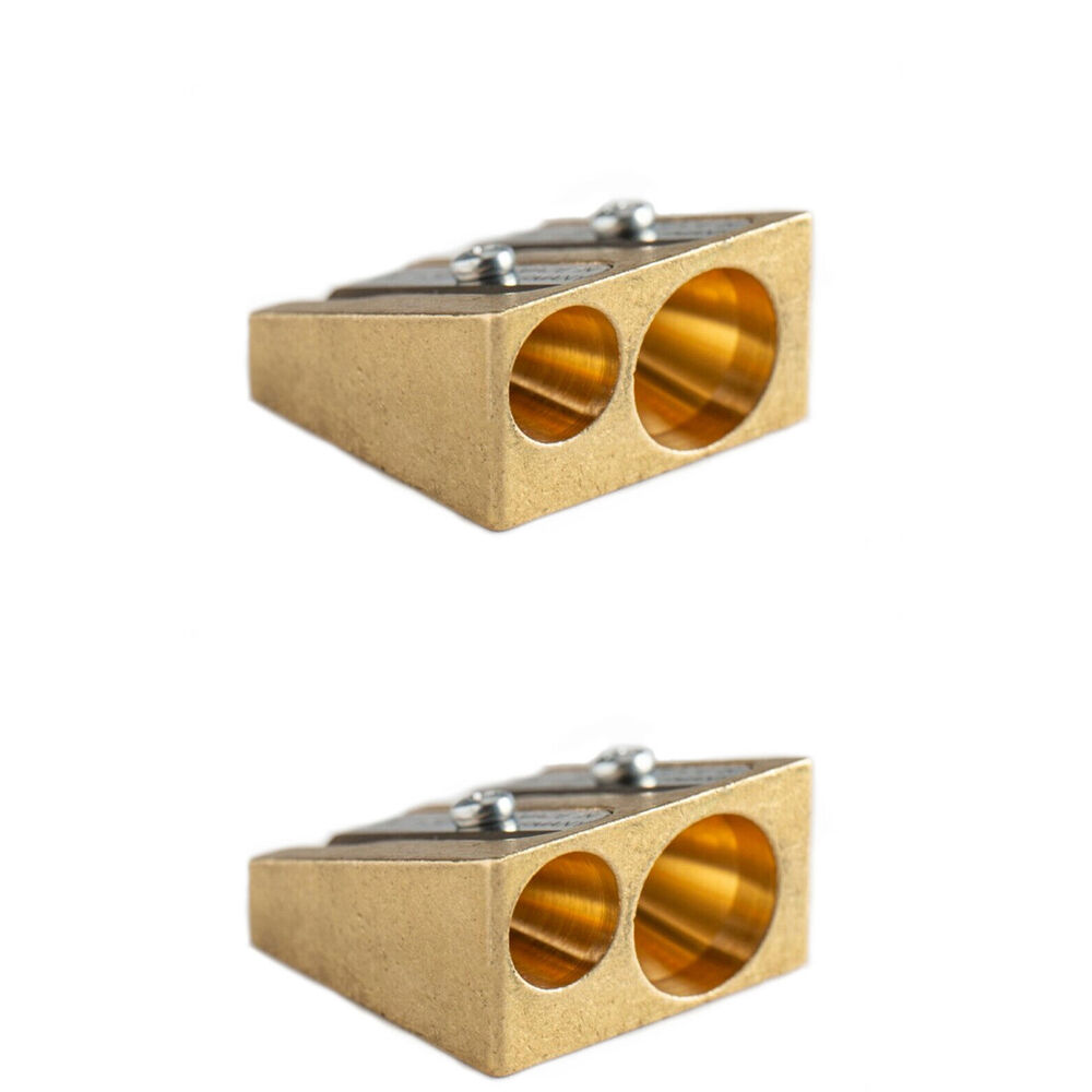 Kum Artists Ultra-Hard Double Hole Wedge Pencil Sharpener 8-11mm Brass (2 Pack)