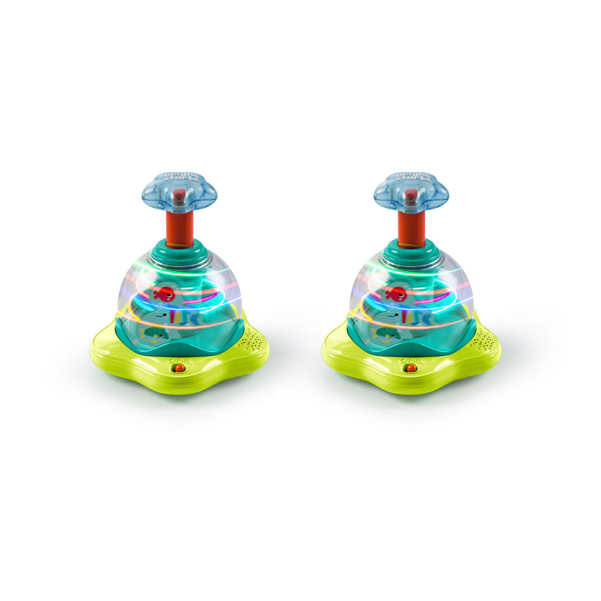 Bright Starts Press & Glow Spinner Baby Toy w/Lights and Sounds 6m+ (2 Pack)