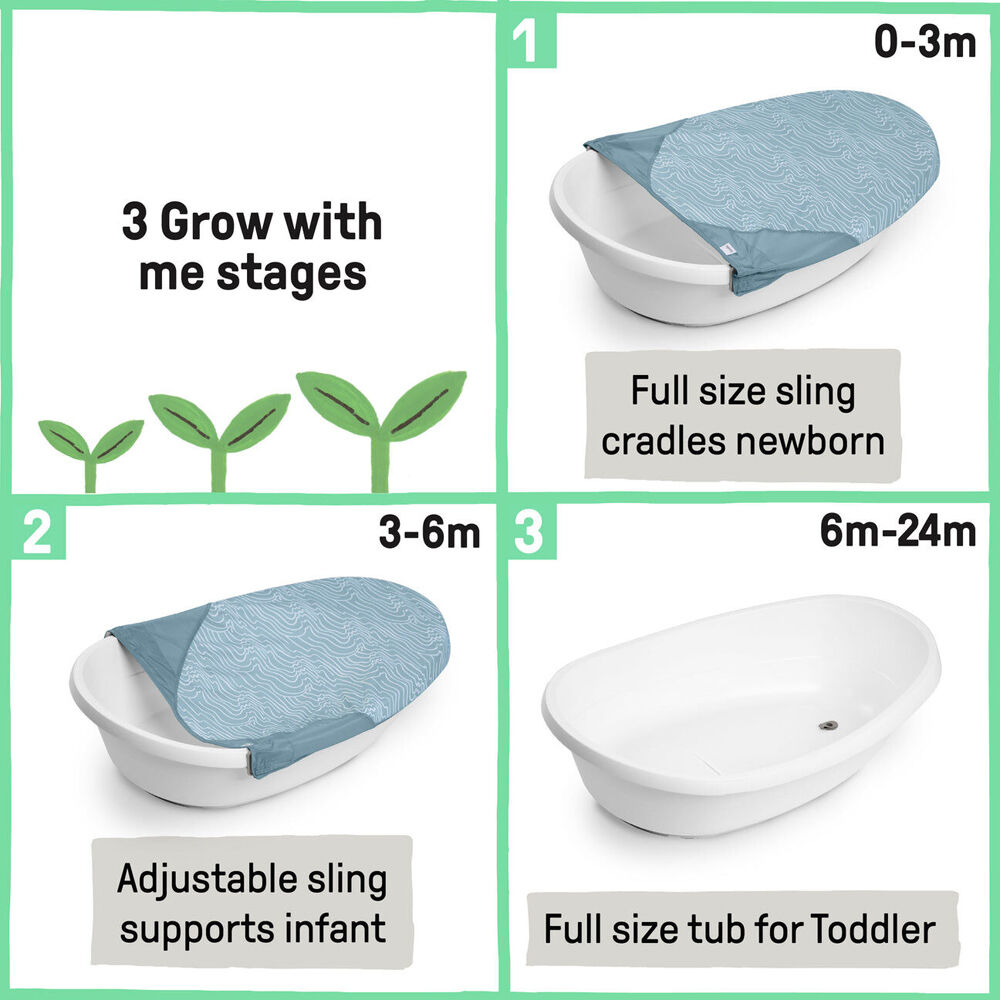 Ingenuity 0m+ Full Comfort 3in1 Grow with Me Newborn Infant Toddler Bathing Tub — image 2