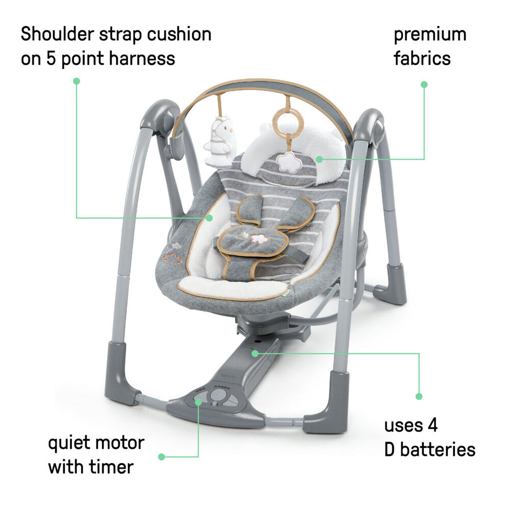 Ingenuity 0m+ Bella Teddy Boutique Collection Deluxe Swing 'n Go Portable Baby — image 2