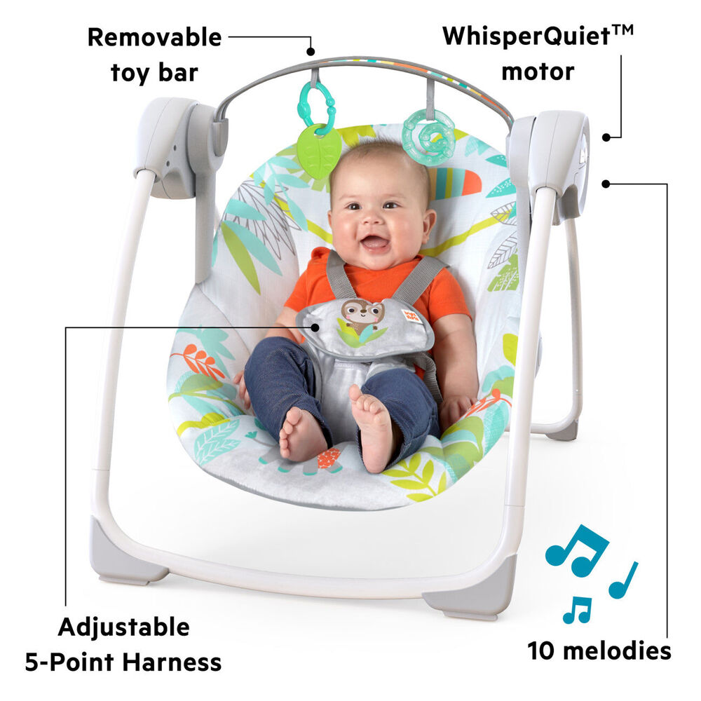 Bright Starts 0m+ Rainforest Vibes Portable Baby Swing w/6 Speeds & 10 Sounds — image 2