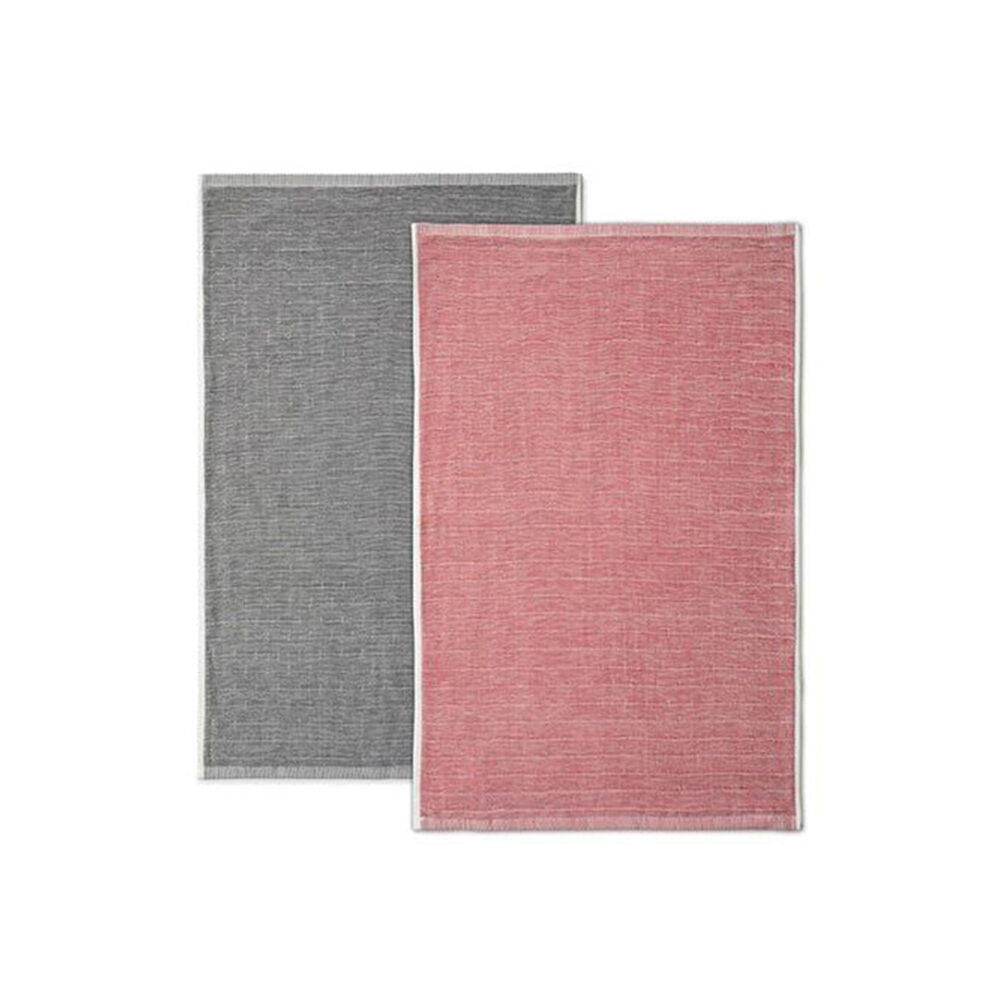 Kitchenaid 100% Cotton Dish/Tea Towels Empire Red and Charcoal Grey (2 Pieces)