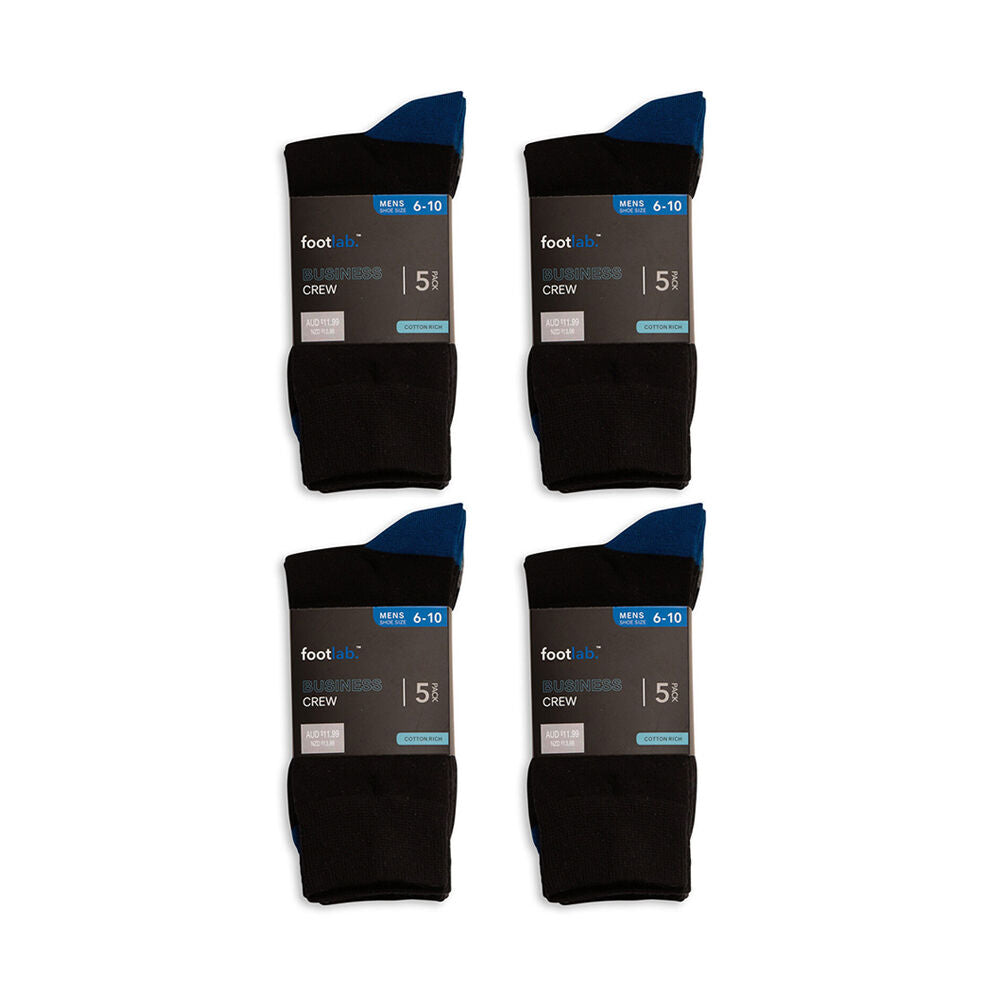Footlab Mens Business Crew Socks US Size Black (20 Pieces)