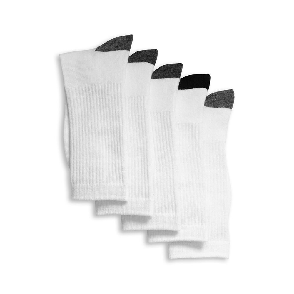 Footlab Mens Sports Cotton Rich Crew Cushioned Socks US Size 6-10 White (20 Pieces) — image 2