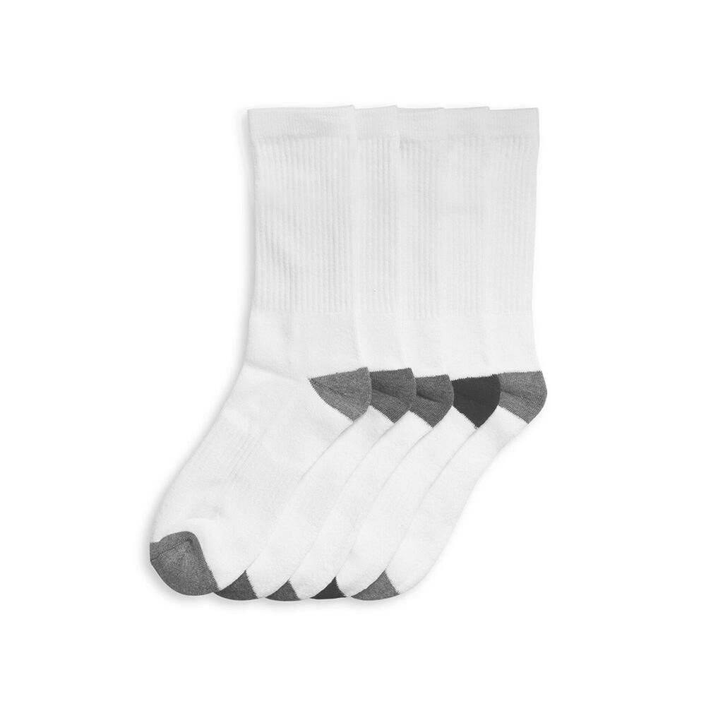 Footlab Mens Sports Cotton Rich Crew Cushioned Socks US Size 6-10 White (20 Pieces) — image 3