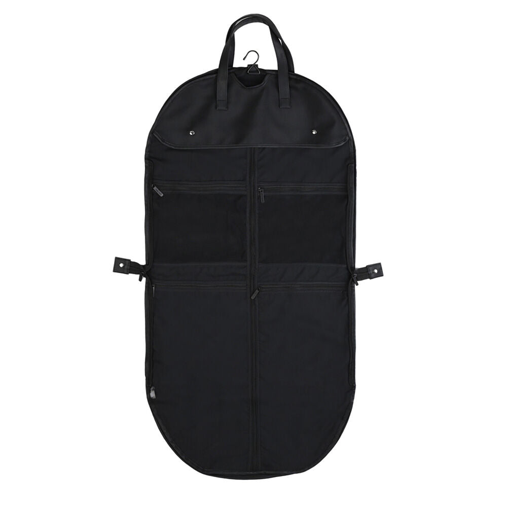 Kate Hill 53x53x1cm Travelling Garment Bag w Hanging Hook & Pockets — Black