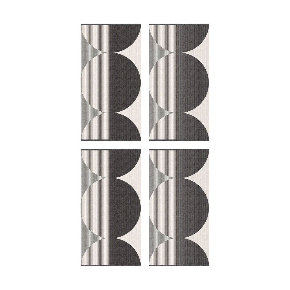 Kas Australia Harri Bath Towel Modern Yarn Dyed Jacquard 600GSM Charcoal (4 Pack)