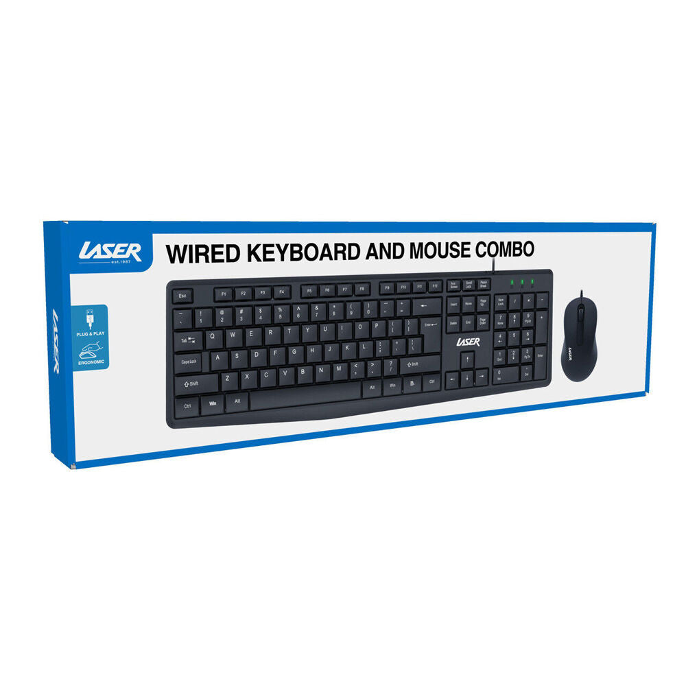 Laser Wired Office Keybord and Mouse Ergonomic Portable Combo Set Black (2 Pack) — image 2
