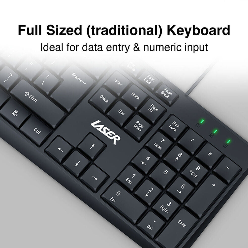 Laser Wired Office Keybord and Mouse Ergonomic Portable Combo Set Black (2 Pack) — image 3