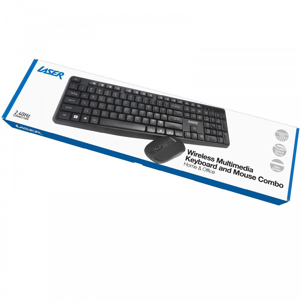 Laser Multimedia Wireless Keyboard & Mouse Combo For Laptop/PC Computer Black — image 3