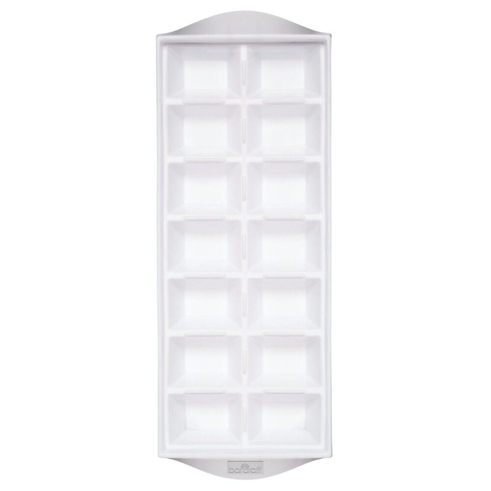 Barcraft Plastic Flexible 14-Ice Cube Tray Large Square Mould/Mold White