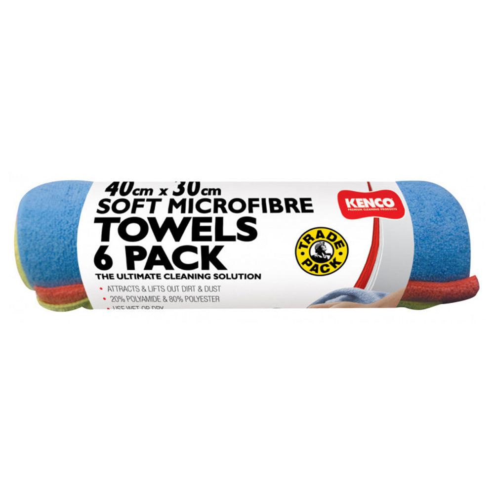 Kenco Wet/Dry Cleaning Towel Hypoallergenic 40x30cm Soft Microfibre Cleaner (6 Pieces)
