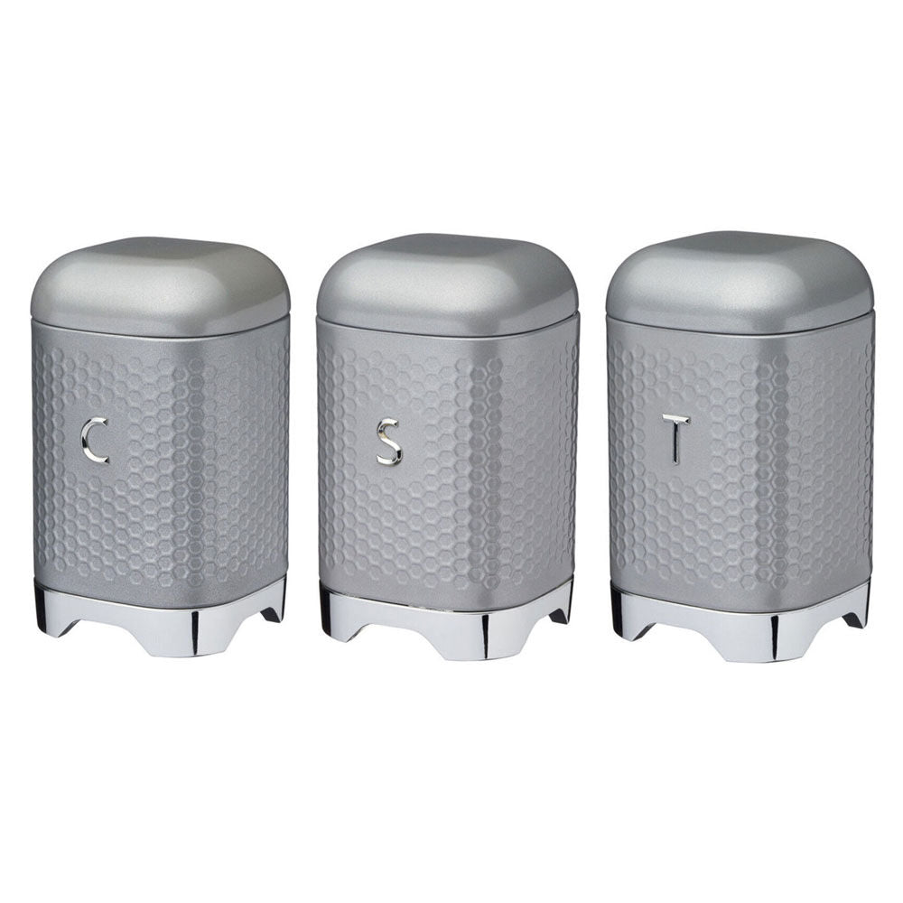 Kitchencraft Lovello Geometric Sugar/Tea/Coffee Canister Combo Set Shadow GRY (3 Pack)