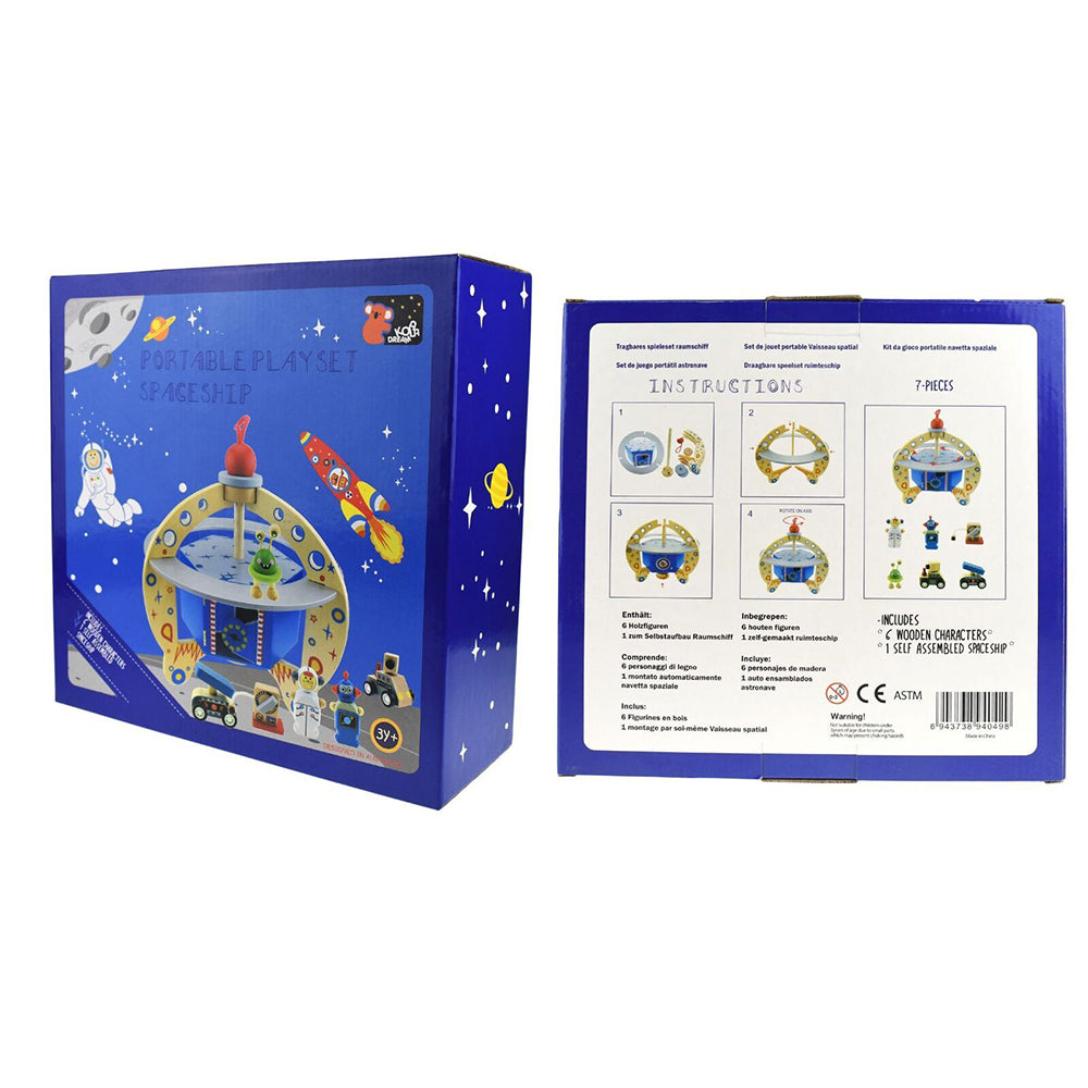 Koala Dream 29cm Wooden Ufo Spaceship Flying Saucer Playset Toy Toddler 3y+ — image 5
