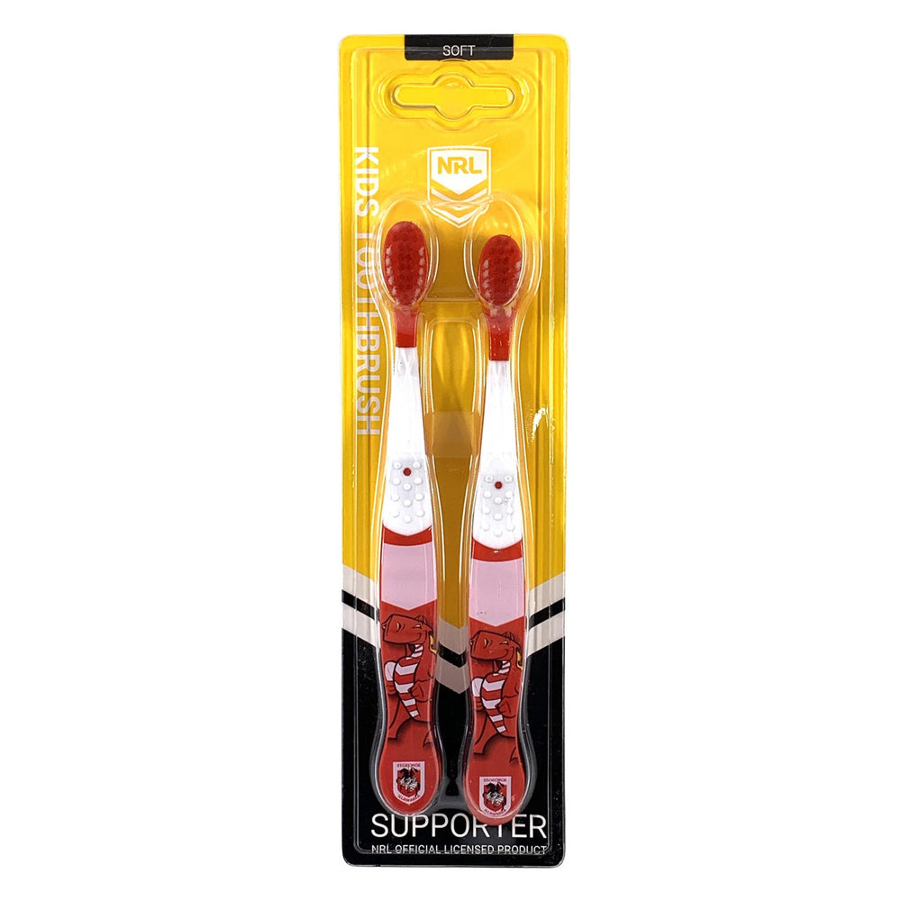 NRL Mascot St. George Illawara Dragons Kids/Toddler Soft Toothbrush 3y+ (2 Pieces)