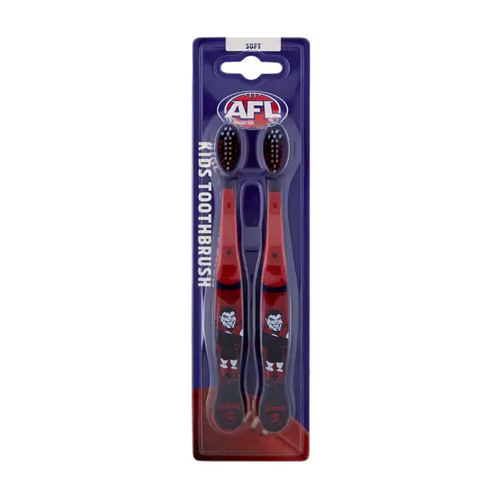 Afl 2pc AFL Mascot Kids/Children Soft Bristles Toothbrush Melbourne Demons 3y+ (5 Pack) — image 2