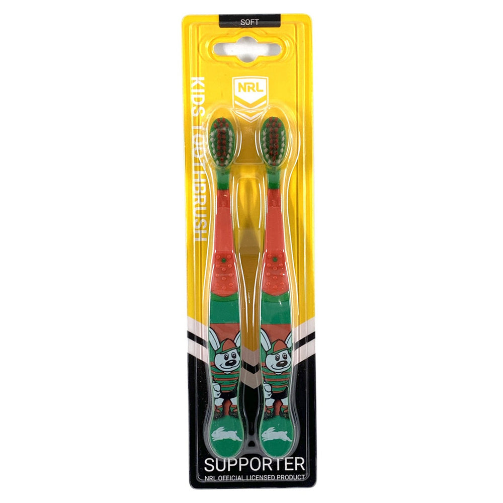 NRL Mascot South Sydney Rabbitohs Kids/Toddler Soft Bristles Toothbrush 3y+ (2 Pieces)
