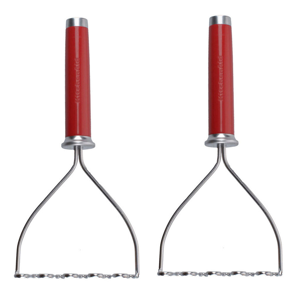 Kitchenaid Wire Handheld Potato Vegetable Masher Cooking Utensil Empire Red (2 Pack)