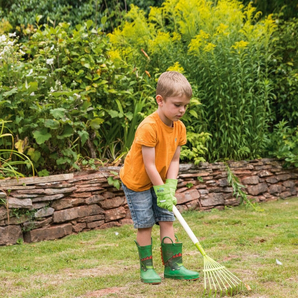 Esschert Design Kids/Children's Lawn Rake Pretend Play Gardening Toy Green (2 Pack) — image 3