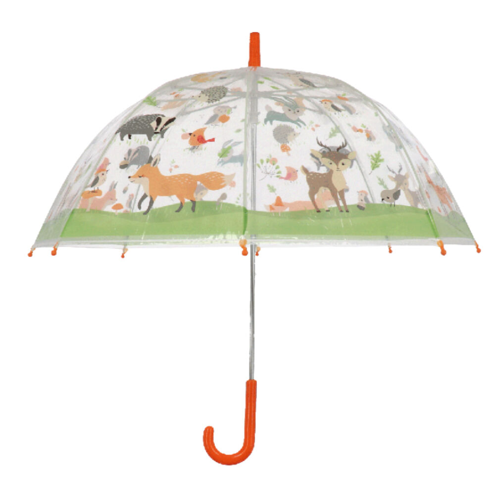 Esschert Design Transparent Automatic Children's Umbrella Forest Animals