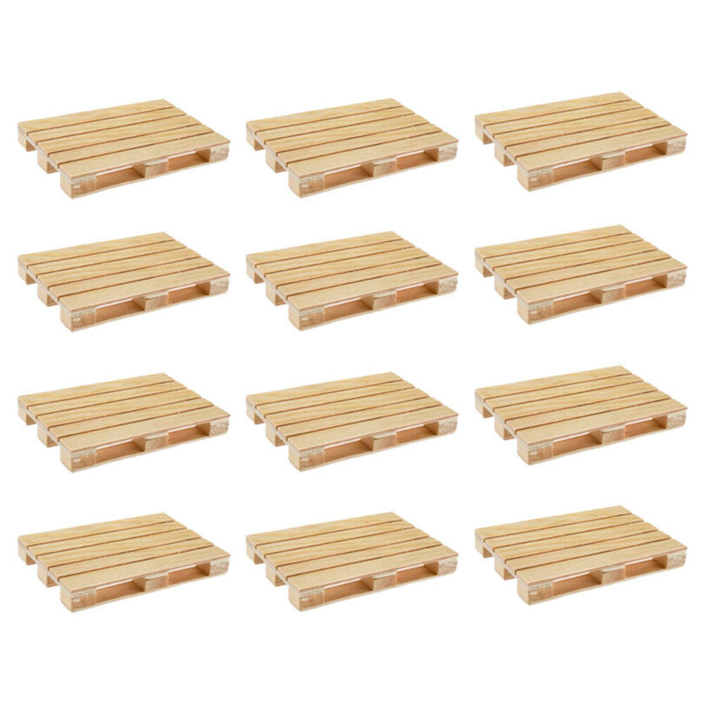 Kge Mini Wooden Pallet Glass Coasters/Mats For Beverages Drinks Beers Home/Bar (12 Pack)