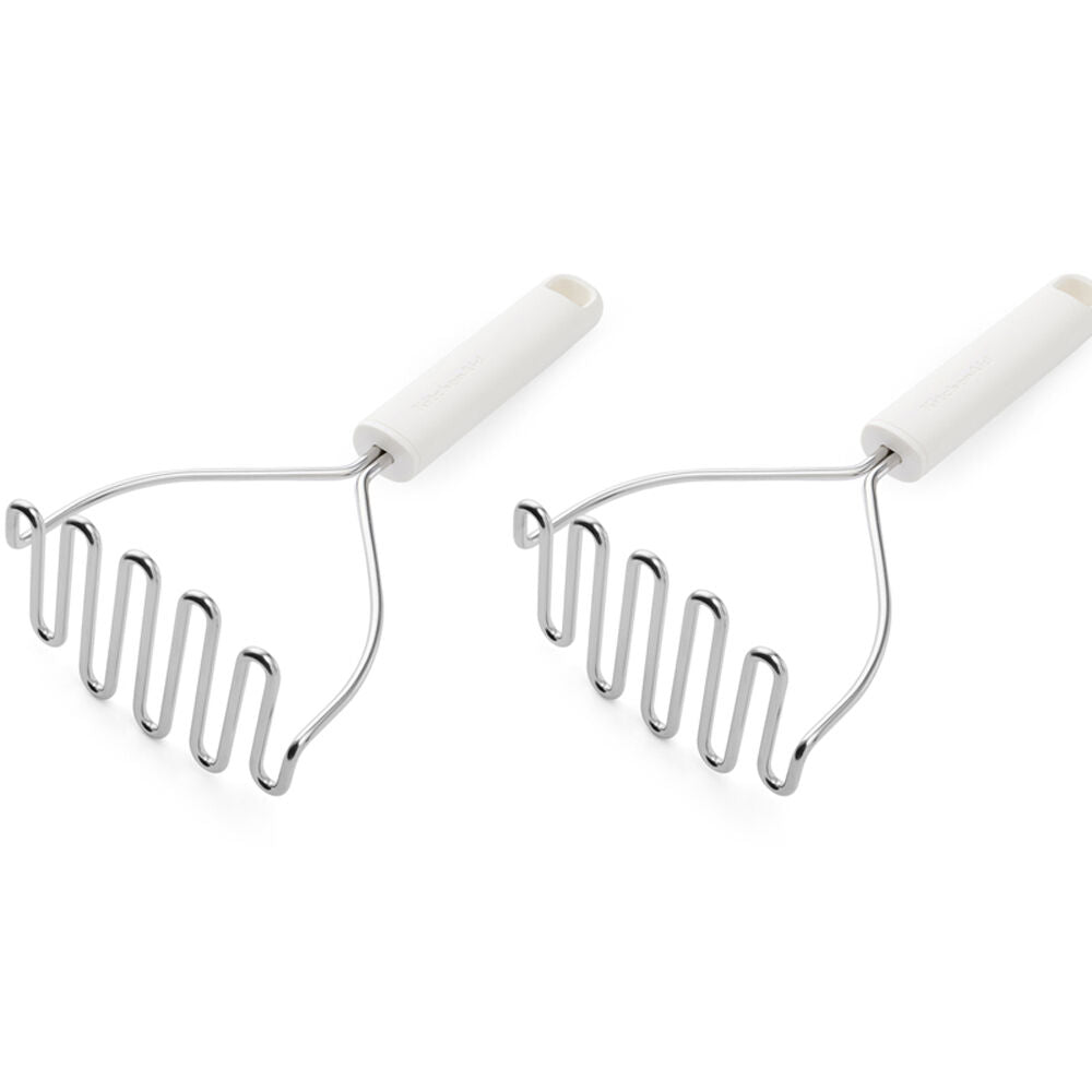 Kitchenaid Classic Wire Multipurpose Masher Cooking Utensil Porcelain White (2 Pack)