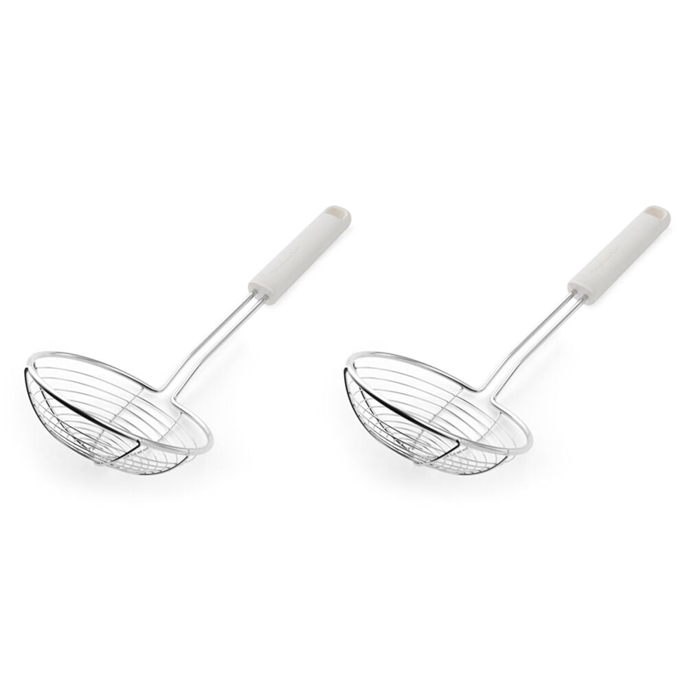 Kitchenaid Classic Handheld Food Strainer Cooking Utensil Porcelain White (2 Pack)