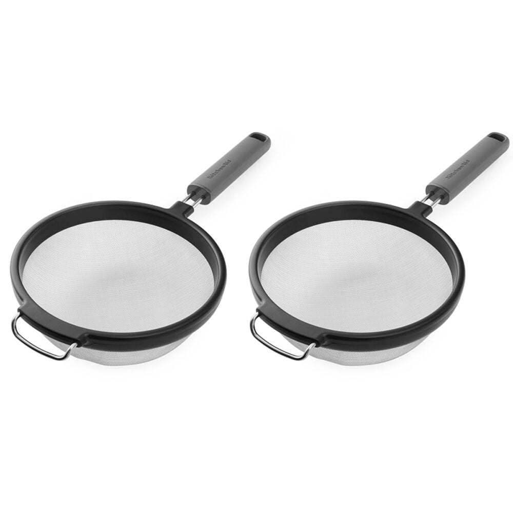 Kitchenaid Classic Wire Mesh Sieve/Strainer Cooking Utensil Charcoal Grey (2 Pack)