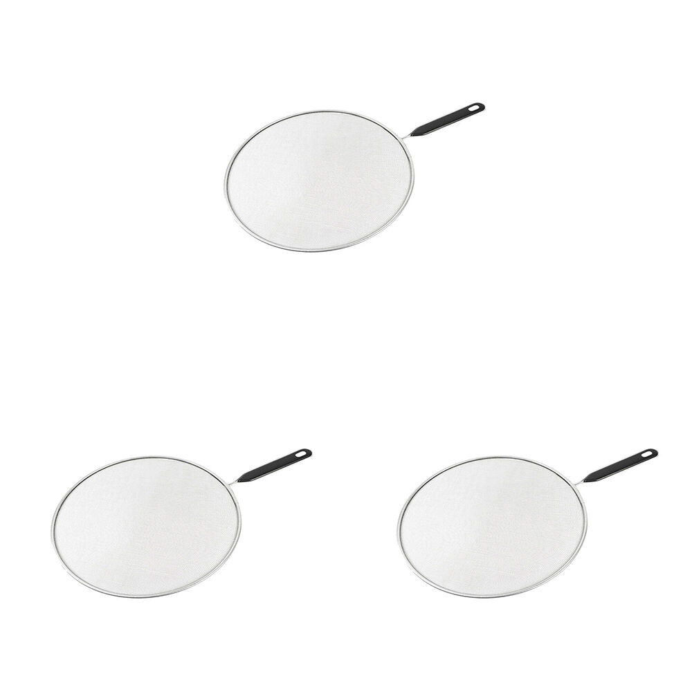 Topchef Round Mesh Cooking Splatter Screen Guard 28cm Silver/Black (3 Pack)