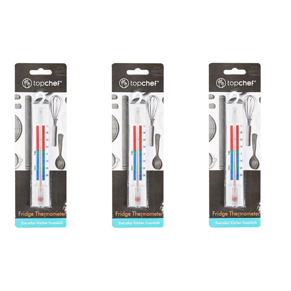 Topchef Kitchen Refrigerator & Freezer Hanging Thermometer 15x3cm White (3 Pack)