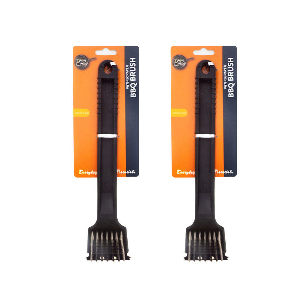 Topchef Long Handle Barbeque Cleaning Brush With Scraper 30cm Black (4 Pack) — image 3