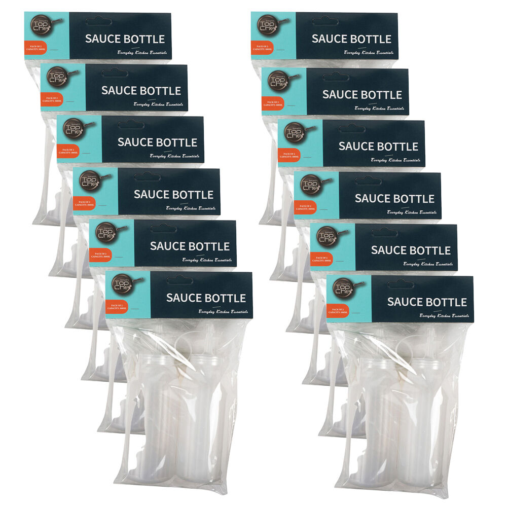 Topchef 2pc Topchef Condiment Sauce Dispenser Squeeze Bottles Set 300ml Clear (12 Pack)