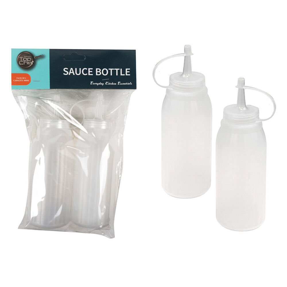 Topchef 2pc Topchef Condiment Sauce Dispenser Squeeze Bottles Set 300ml Clear (6 Pack) — image 3