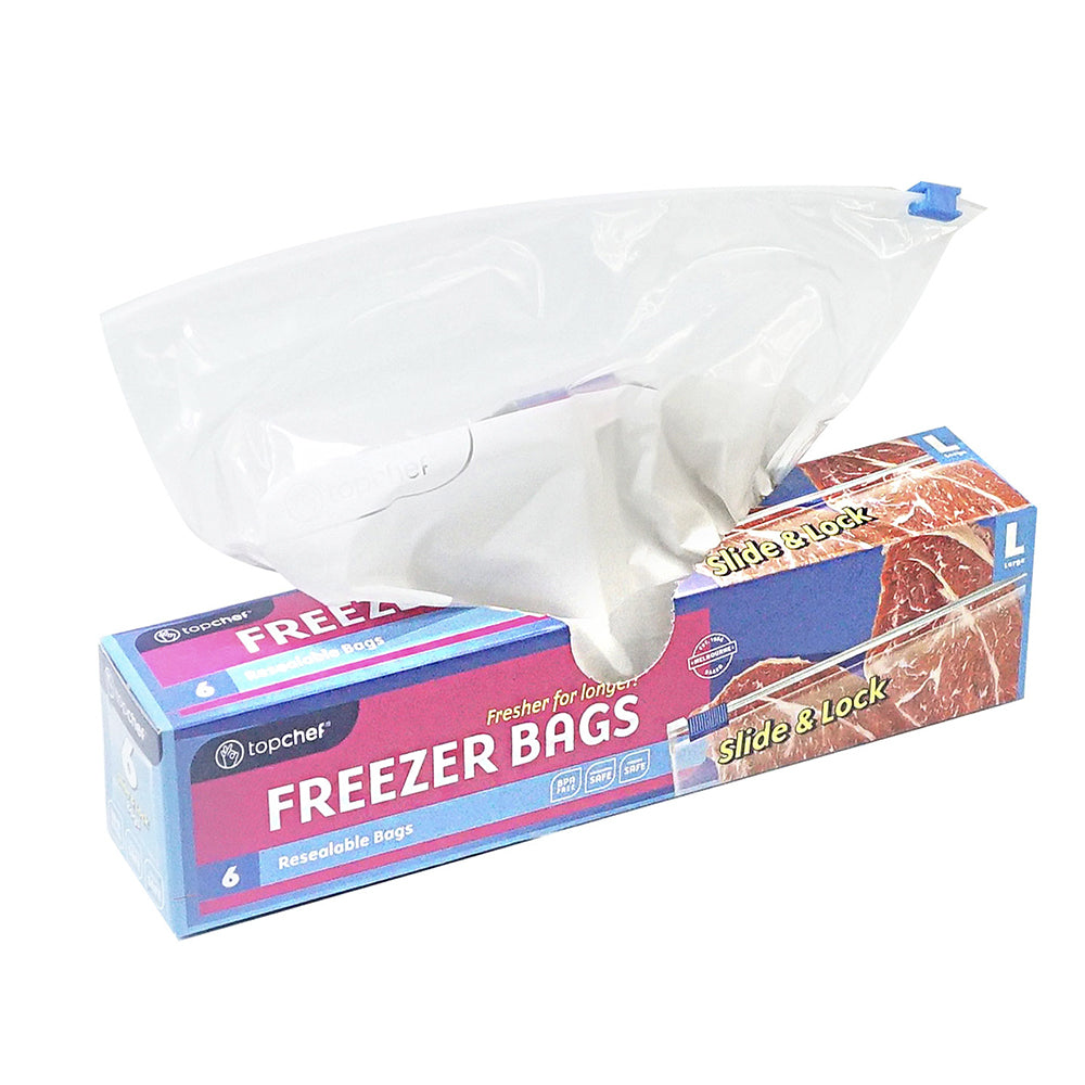 Topchef Slide & Lock Large Resealable Freezer Bag Safe Food Storage (72 Pieces) — image 2