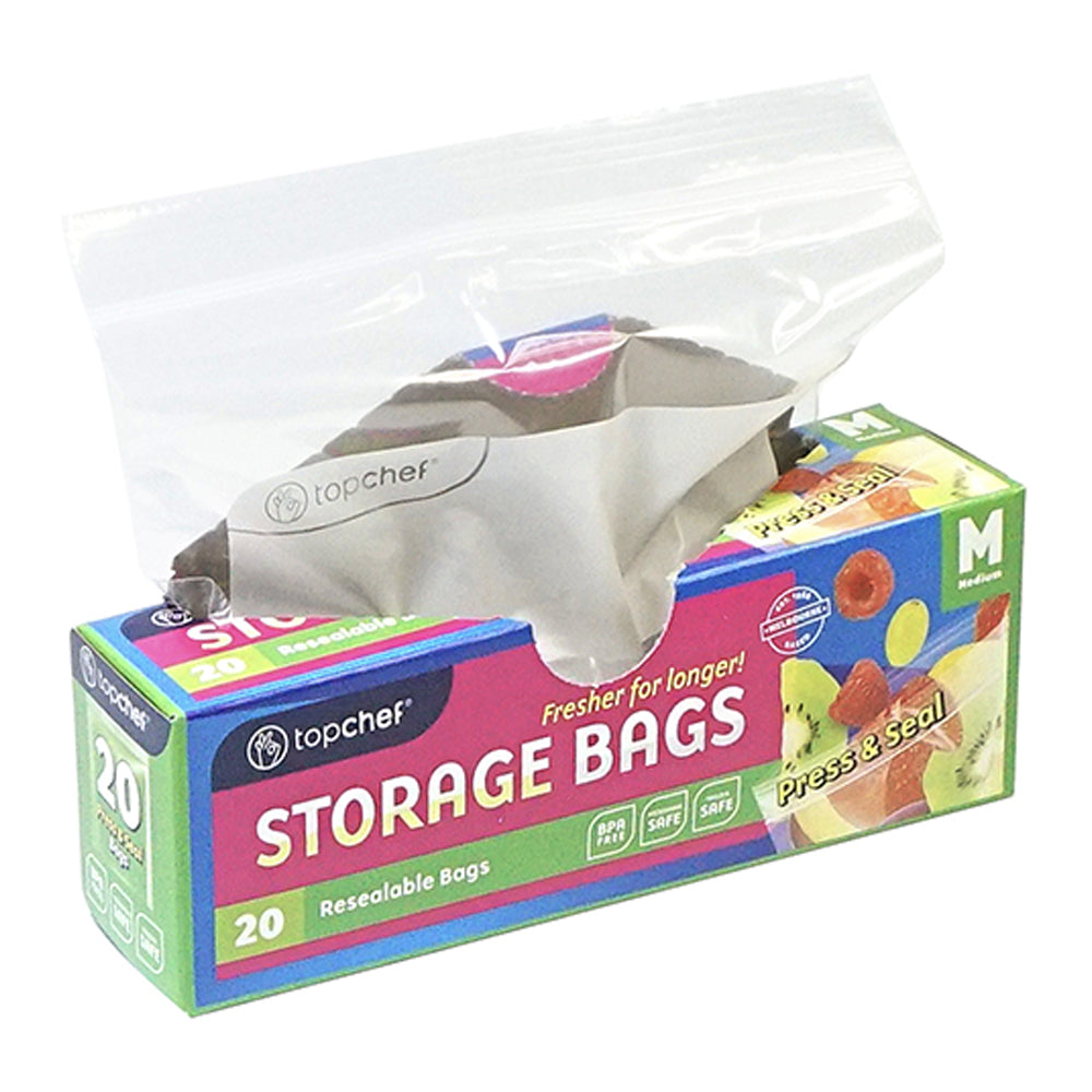 Topchef Single Press & Seal Medium Resealable Food Safe Storage Bag (20 Pieces)