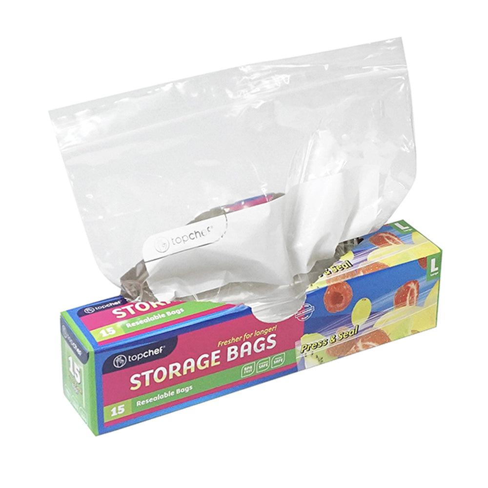 Topchef Single Press & Seal Large Resealable Food Safe Storage Bag (15 Pieces)