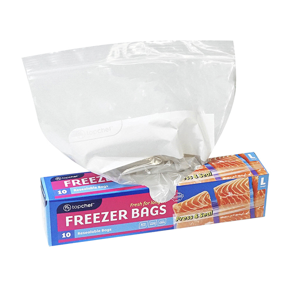 Topchef Single Press & Seal Large Resealable Food Storage Freezer Bag (10 Pieces)