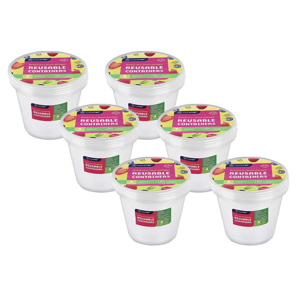 Topchef 4pc Topchef 1880ml Round Food Storage Container Box (6 Pack)