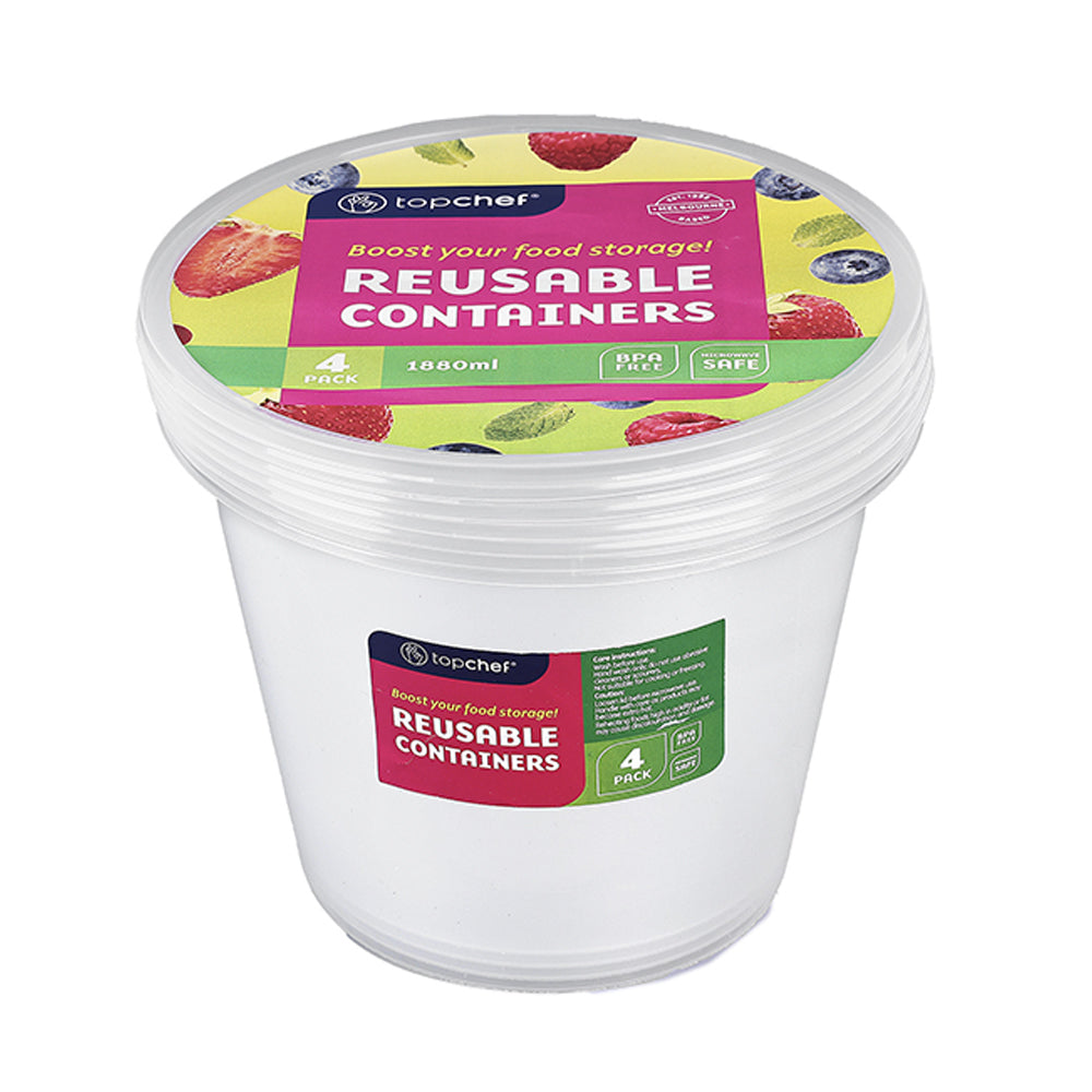 Topchef 4pc Topchef 1880ml Round Food Storage Container Box (6 Pack) — image 2