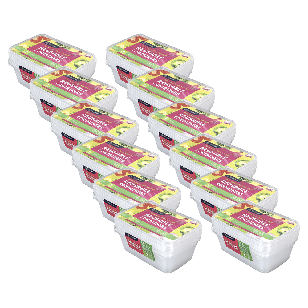 Topchef 5pc Topchef 750ml Rectangle Food Storage Container w/Lid (12 Pack)