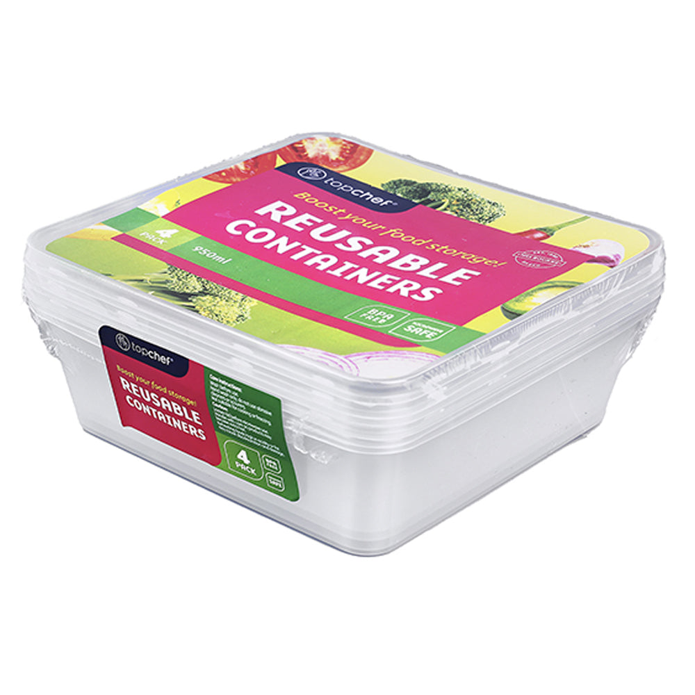 Topchef 4pc Topchef 950ml Square Food Storage Container w/Lid (8 Pack) — image 2