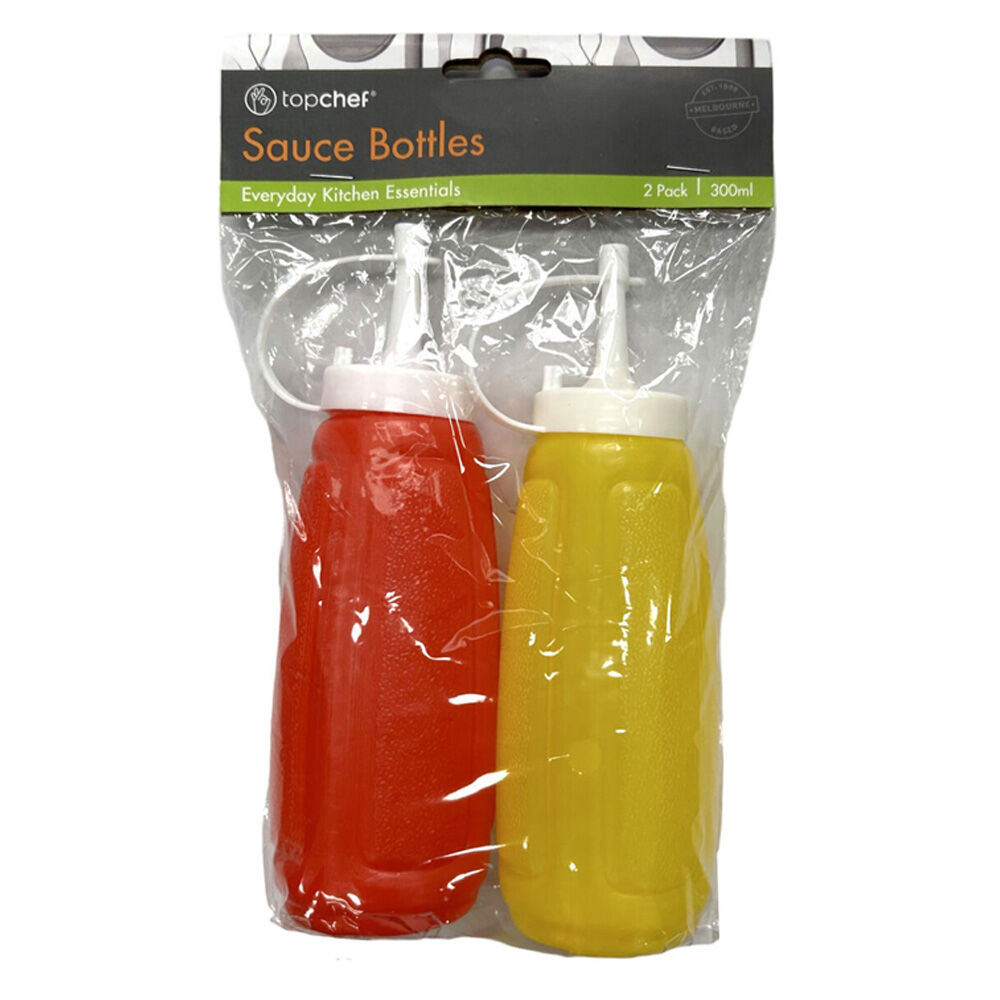 Topchef Ketchup and Mustard Sauce Bottles 300ml Red/Yellow (2 Pieces)