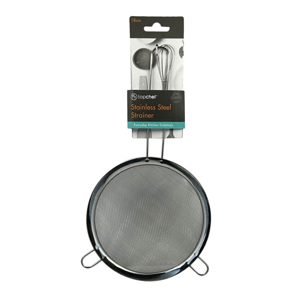 Topchef Stainless Steel Large Strainer Sieve Kitchen Utensil 18cm Silver (3 Pack) — image 2
