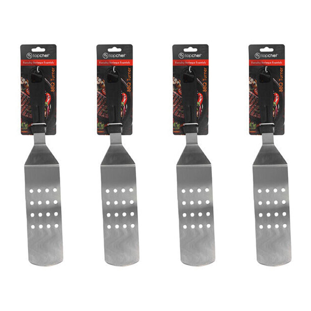 Topchef Stainless Steel Jumbo Barbeque Turner Spatula Black/Silver (4 Pack)