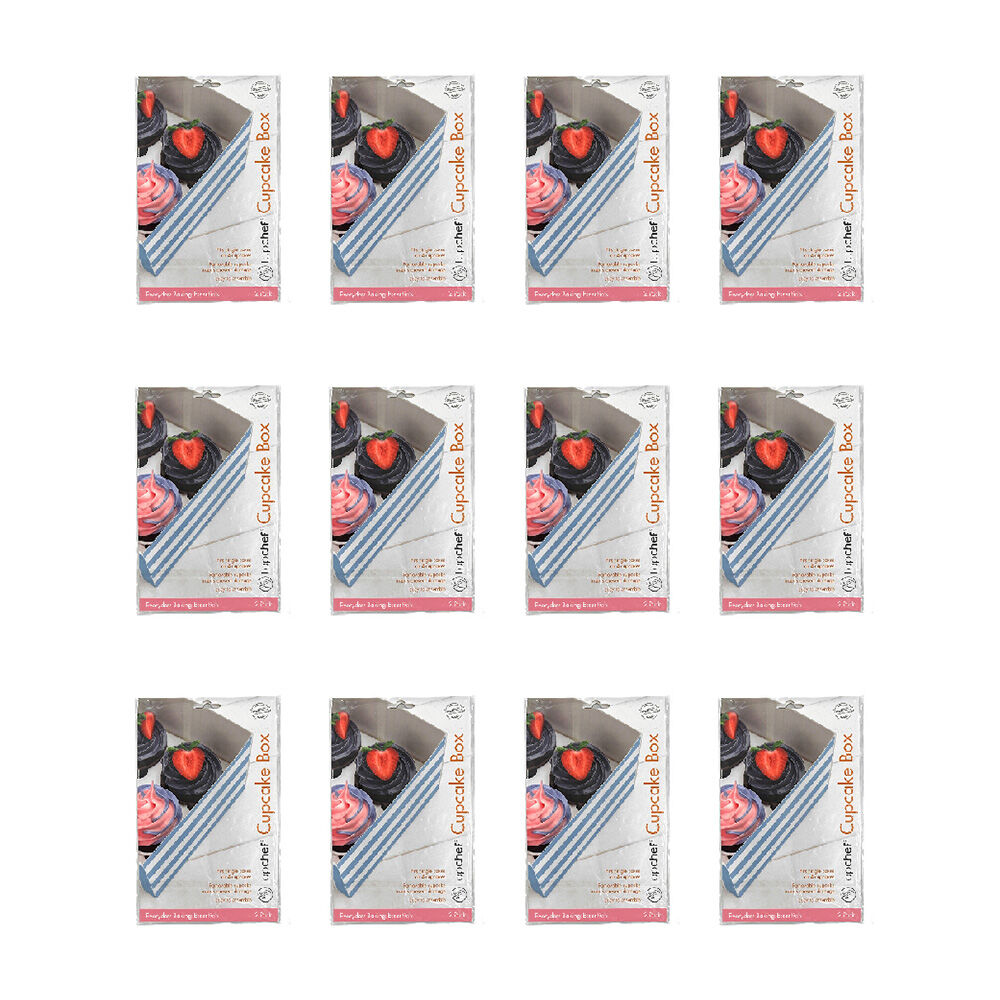 Topchef Cupcake Box Dessert/Sweets Travel Gift Container Assorted Striped (24 Pieces)