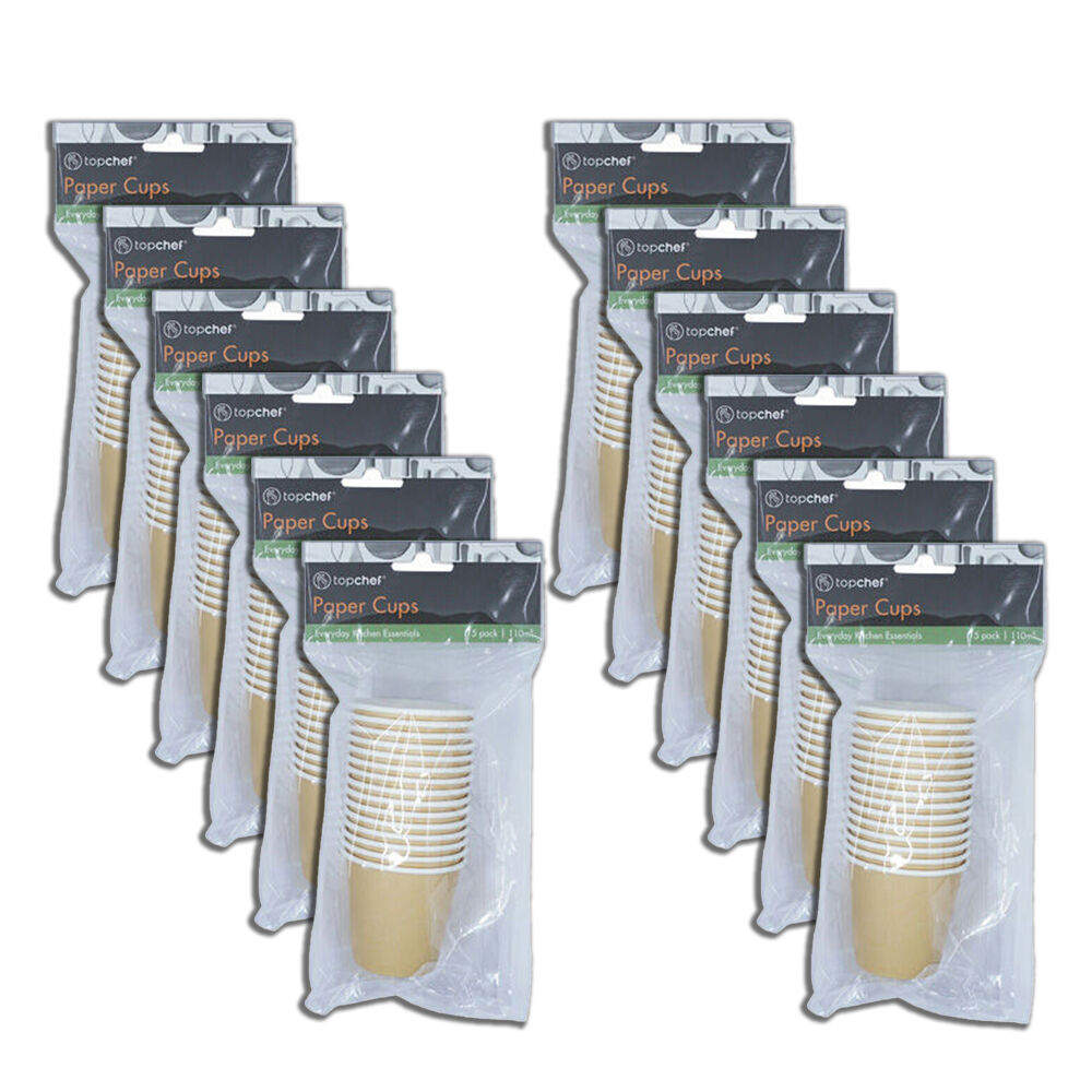 Topchef 15pc Topchef Disposable Paper Drinking Cups 110ml/4oz Assorted (12 Pack)