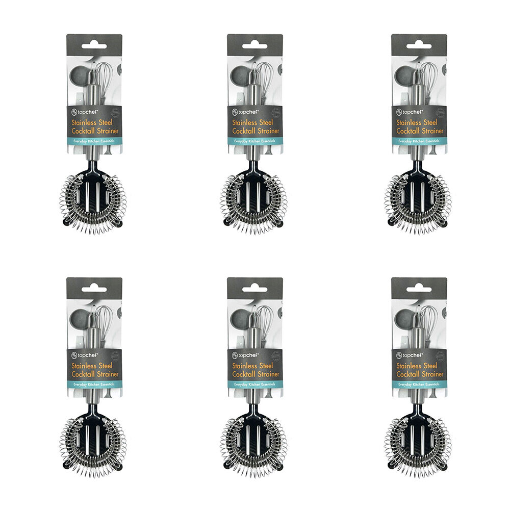 Topchef Stainless Steel Cocktail Strainer Kitchen Utensil 21cm Silver (6 Pack)