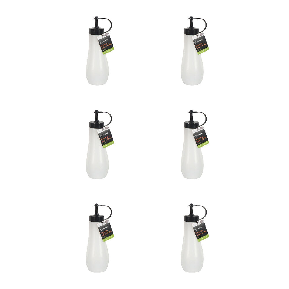 Topchef Squeezable Plastic Sauce Bottle 360ml Condiment Dispenser White (6 Pack)
